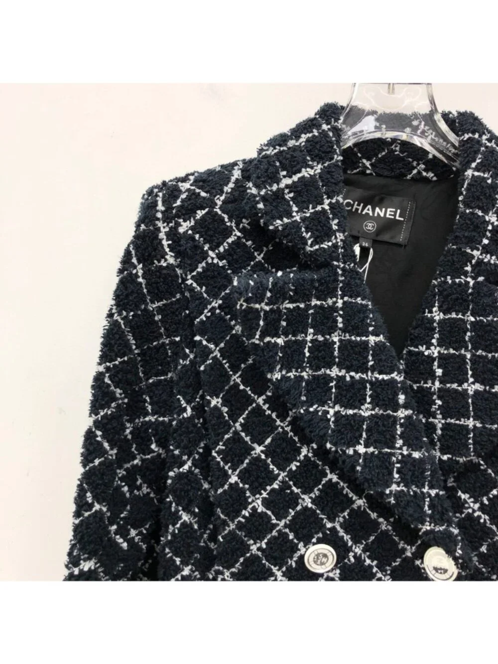 Chanel Cruise Collection Black Cotton Tweed Double-Breasted Jacket